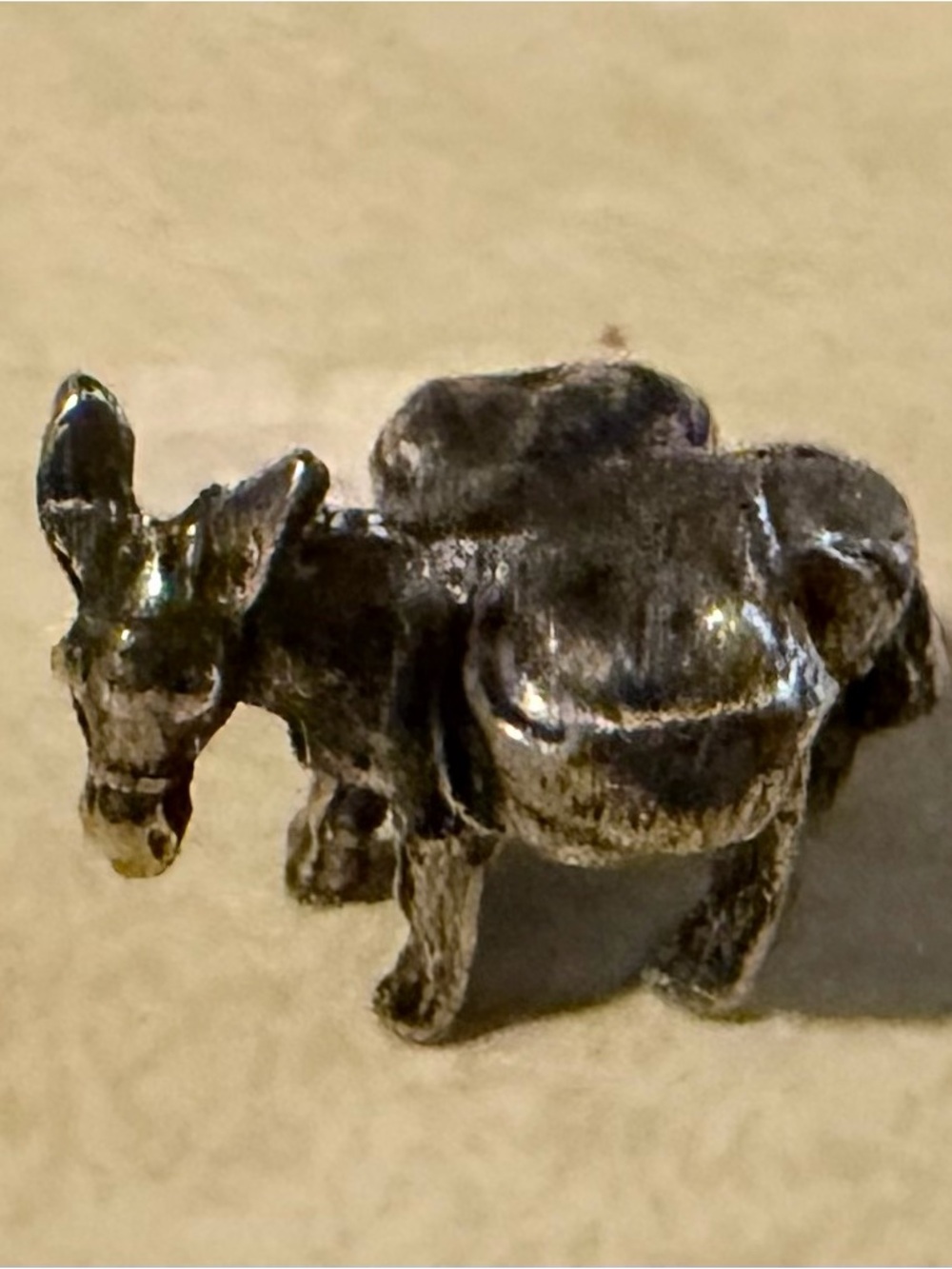 Miniature Brass Donkey Figurine - vintage look. #00
